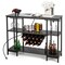Industrial Wine Rack with Charging Station, 15-Bottle Capacity, 2 Glass Holders & 3 Shelve